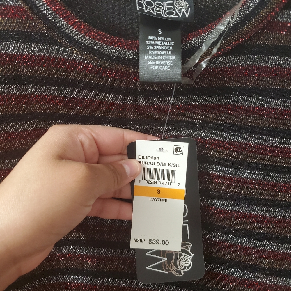 Rosie Harlow multi color striped shimmer dress  S